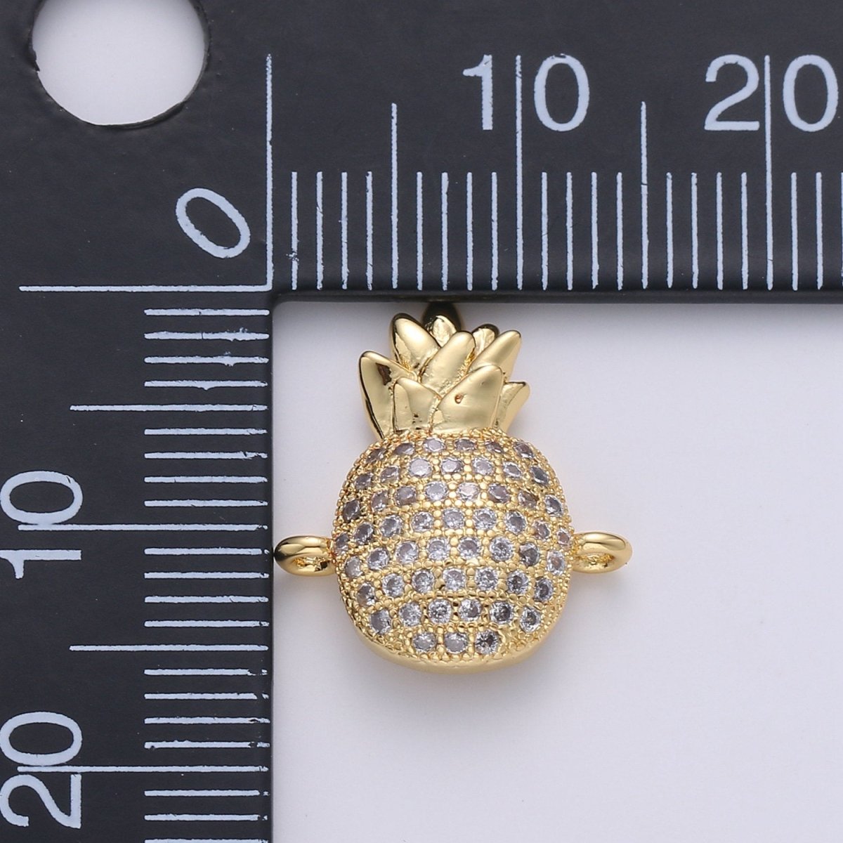 14k Gold Filled  Pineapple Charm Gold Bracelet Connector Craft Cubic Zirconia Bracelet Charm Bead Findings Connector for Jewelry Making F-424