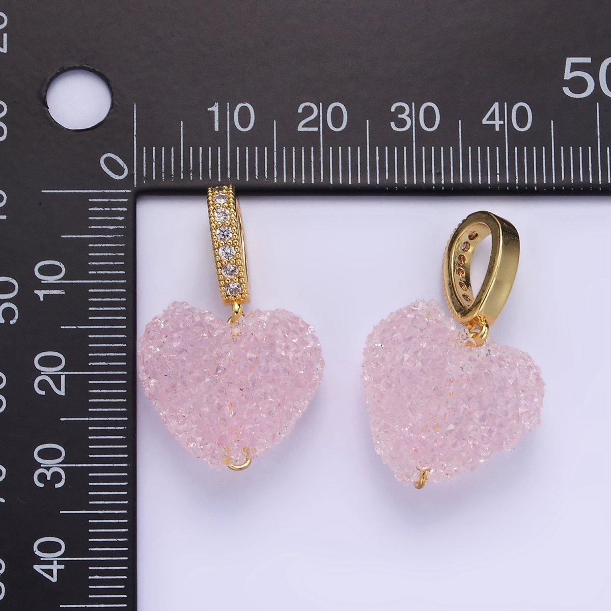 14K Gold Filled Pink Heart Jelly Sugar Pendant | AA1311 - DLUXCA