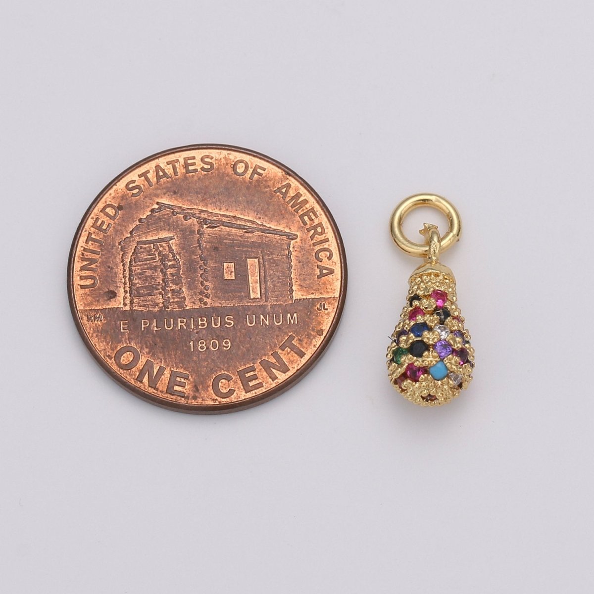14k Gold Filled Puffy Teardrop Charm, Micro Pave Tear Drop Dangle, Oval Charm, Rain drop D-195