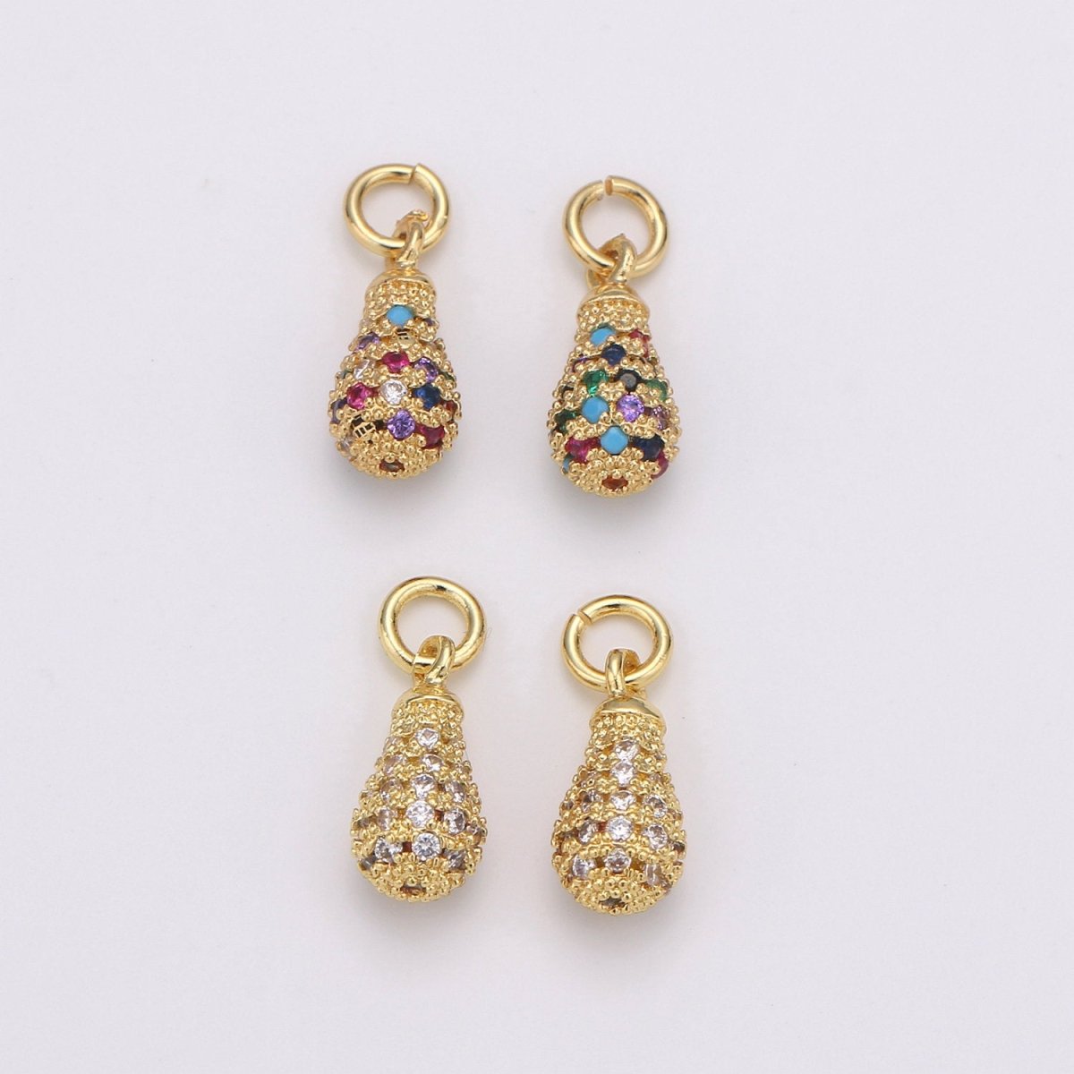 14k Gold Filled Puffy Teardrop Charm, Micro Pave Tear Drop Dangle, Oval Charm, Rain drop D-195