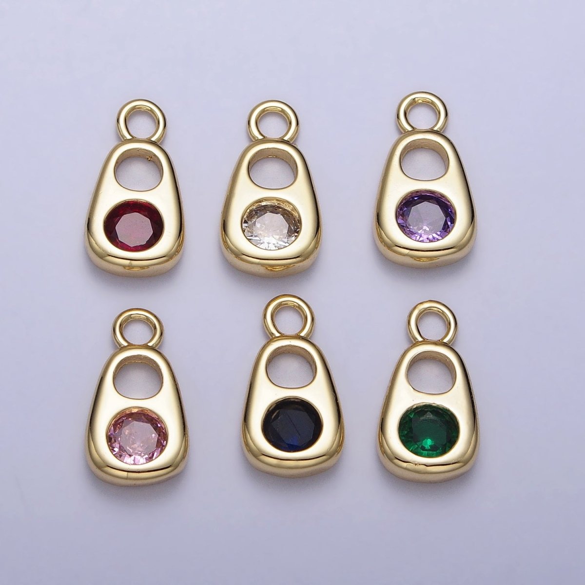 14K Gold Filled Purple, Green, Clear, Blue, Pink, Fuchsia Pop Pull-Tab Charm | AC327 - AC332