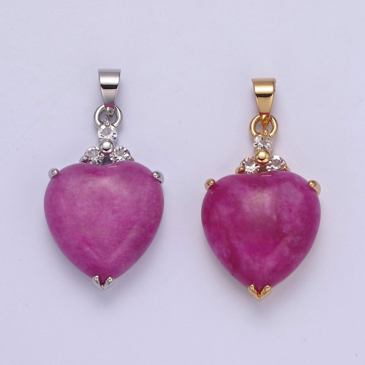 14k Gold Filled Purple Jade Heart Pendant Puffy Heart Charm  W-639