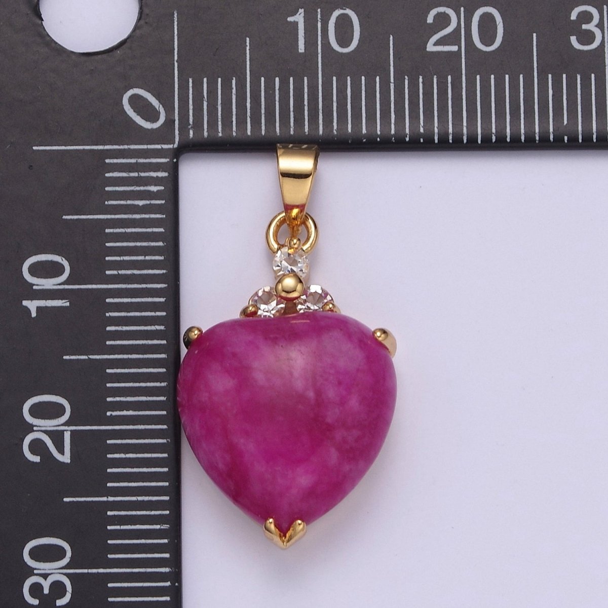 14k Gold Filled Purple Jade Heart Pendant Puffy Heart Charm  W-639