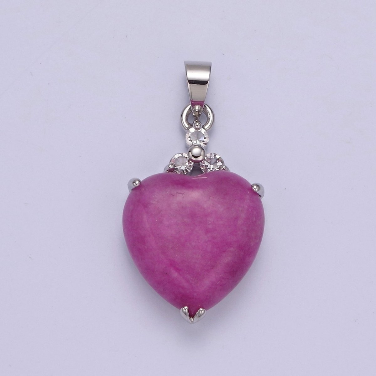 14k Gold Filled Purple Jade Heart Pendant Puffy Heart Charm  W-639