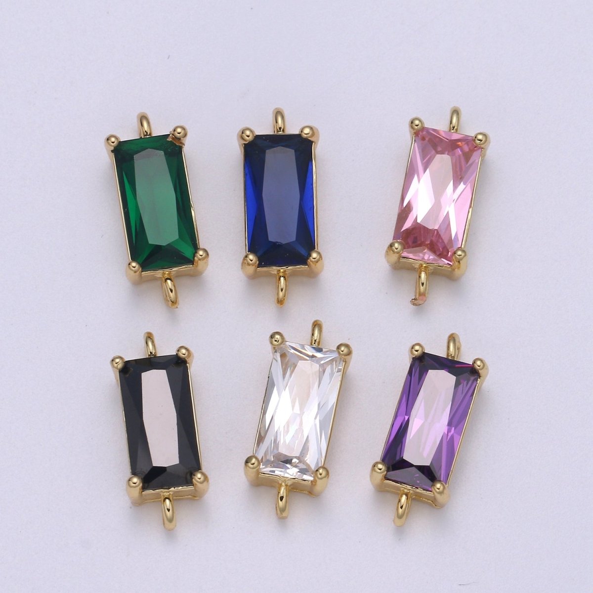 14K Gold Filled Rectangle Stone Connectors  F-608 F-609 F-610 F-611 F-612 F-613