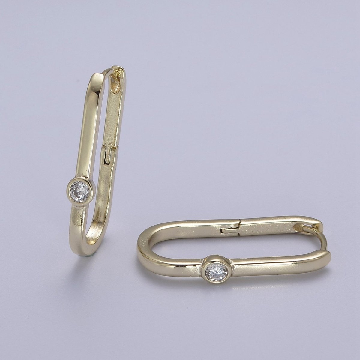 14k Gold Filled Rectangular Hoop Earring Classic Gold Oblong Hoop Earring Minimalist Rectangle Earring V-145 - DLUXCA