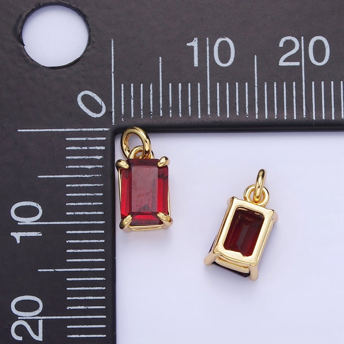 14K Gold Filled Red Baguette CZ Add-On Charm | C446 - DLUXCA