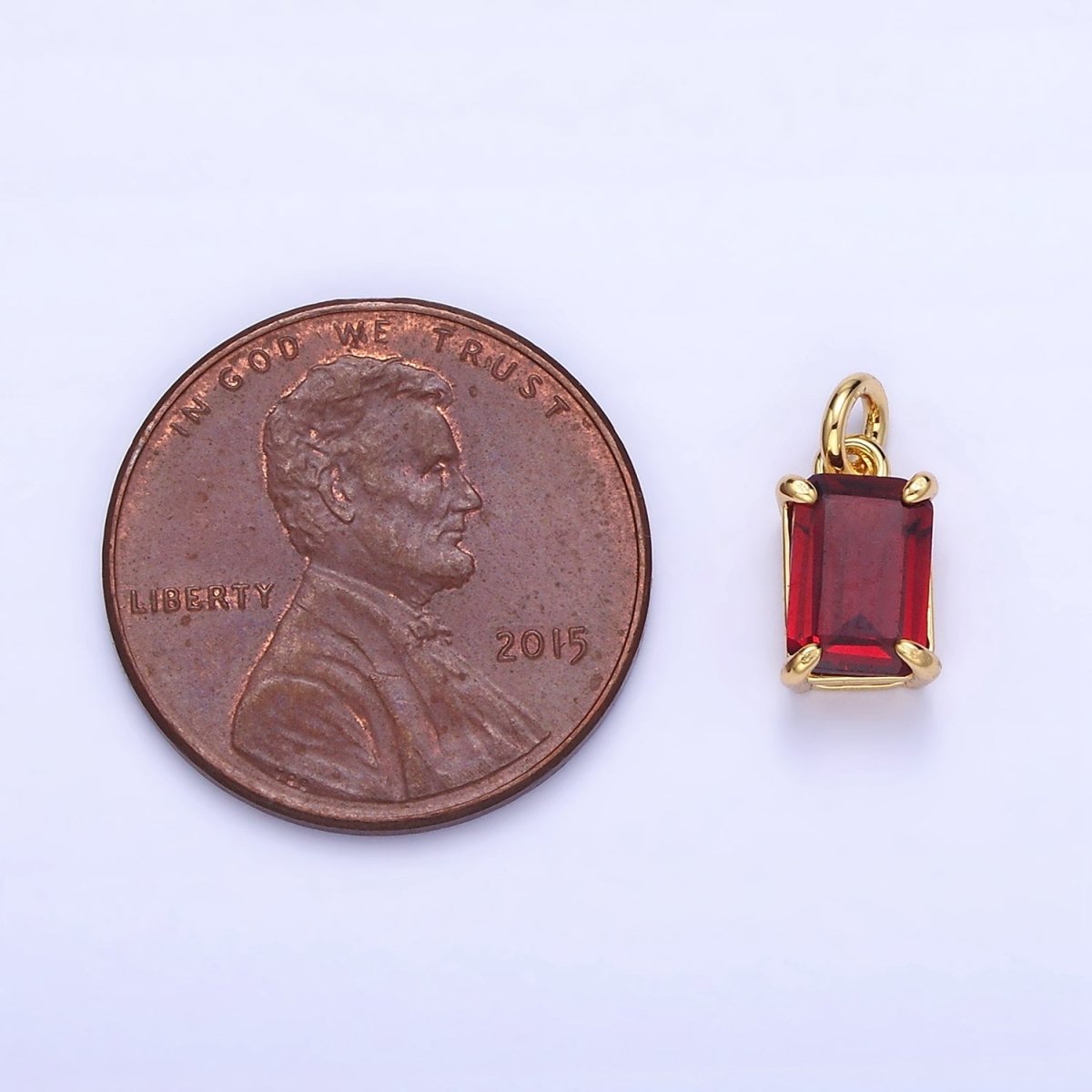 14K Gold Filled Red Baguette CZ Add-On Charm | C446 - DLUXCA