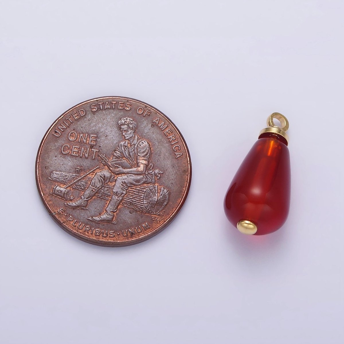 OS 14K Gold Filled Red Carnelian Pomegranate Seed Charm | N1145