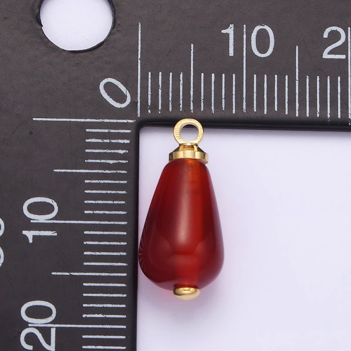 OS 14K Gold Filled Red Carnelian Pomegranate Seed Charm | N1145
