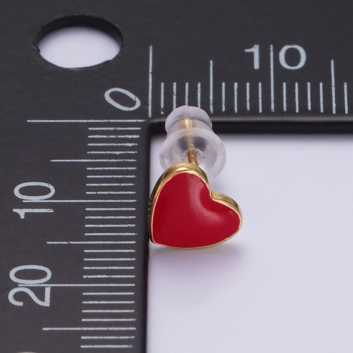 14K Gold Filled Red, Teal, Pink, White Enamel Heart Stud Earrings | AE757 - AE760