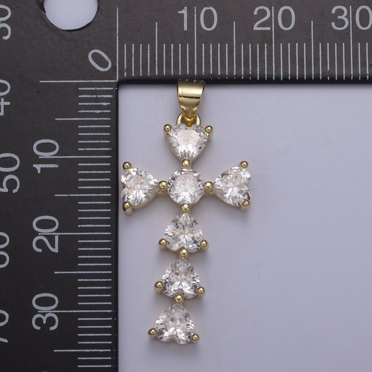 14K Gold Filled Religious Cross Pendant, Cubic Zirconia Catholic Christian Cross For Baptism Gift, Supply For Necklace DIY Making H-803 - DLUXCA