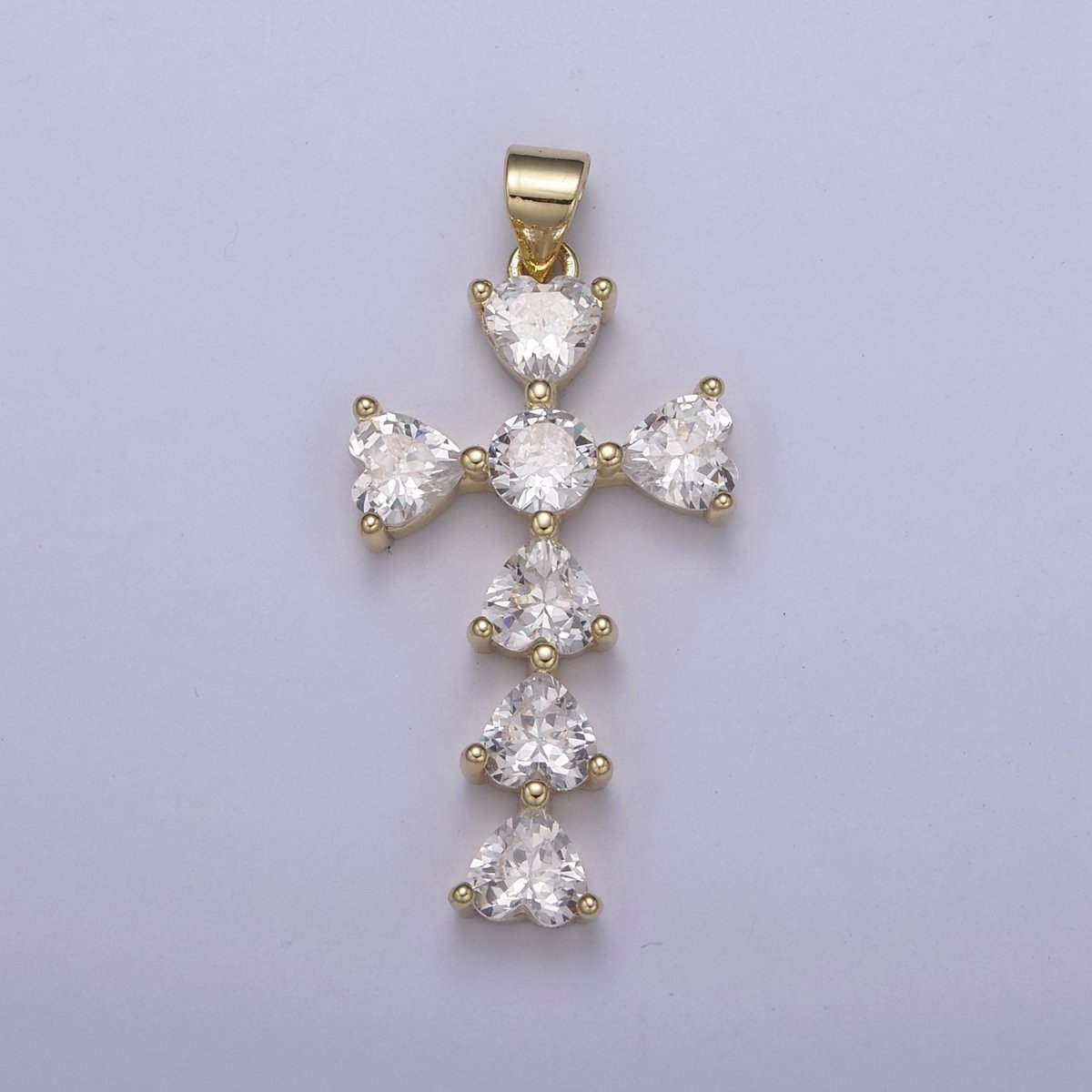 14K Gold Filled Religious Cross Pendant, Cubic Zirconia Catholic Christian Cross For Baptism Gift, Supply For Necklace DIY Making H-803 - DLUXCA