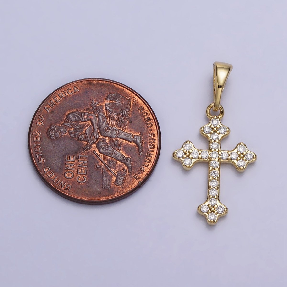 14K Gold Filled Religious Passion Cross Micro Paved CZ Pendant | AA037 - DLUXCA
