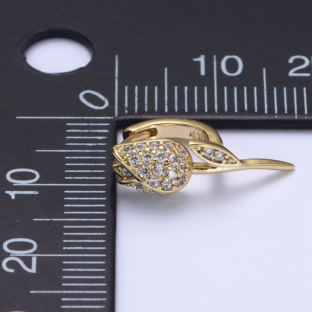 14K Gold Filled Rose Flower Micro Paved CZ Cartilage Huggie Earrings | AB269 - DLUXCA