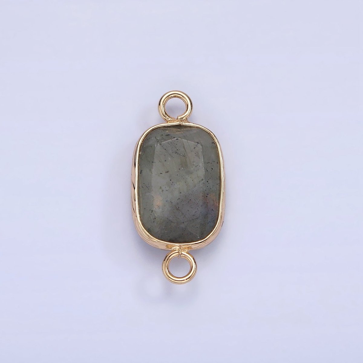 14K Gold Filled Rose Quartz, Clear Quartz, Howlite, Labradorite, Onyx, Amethyst Oval Bezel Connector | G-005 - G-010