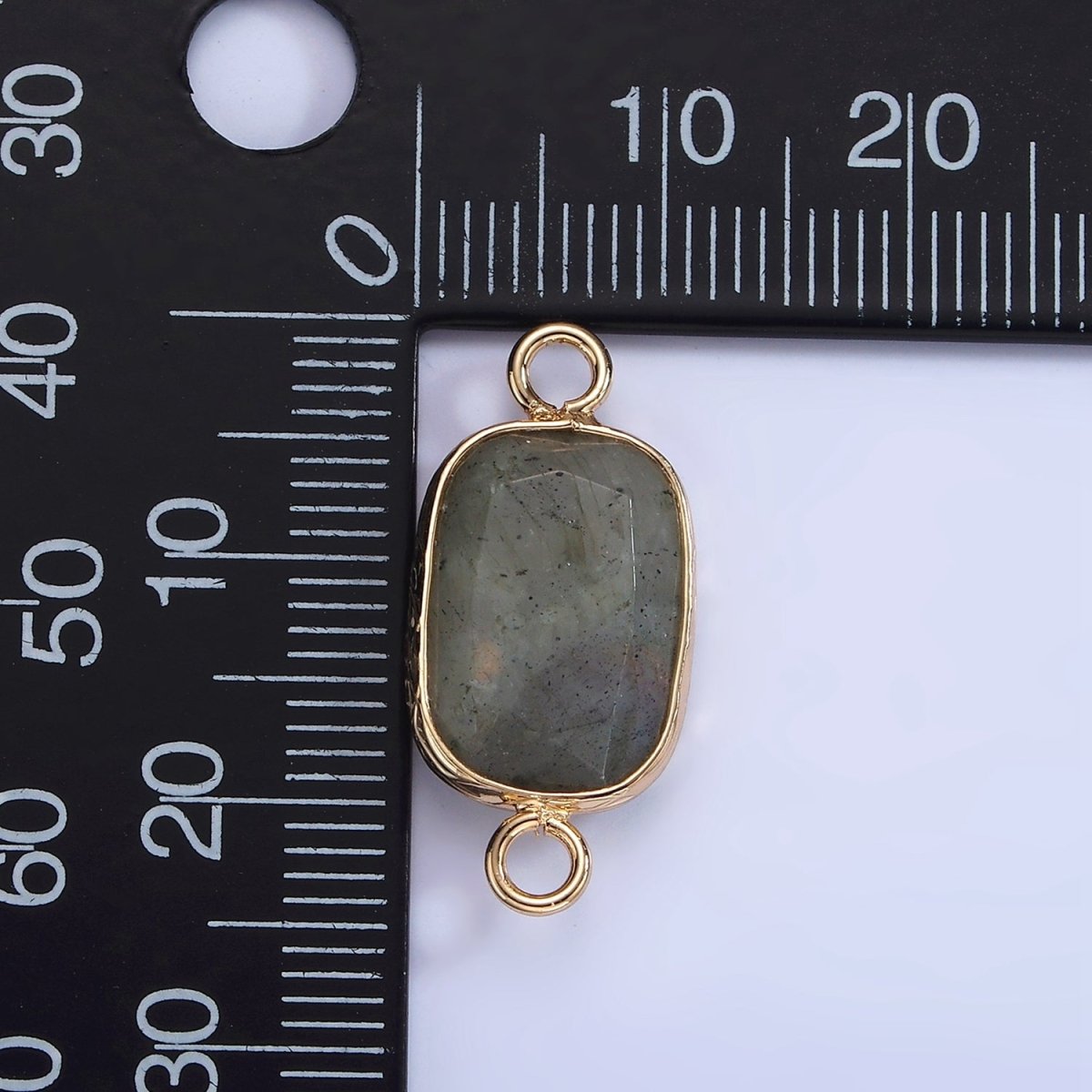 14K Gold Filled Rose Quartz, Clear Quartz, Howlite, Labradorite, Onyx, Amethyst Oval Bezel Connector | G-005 - G-010