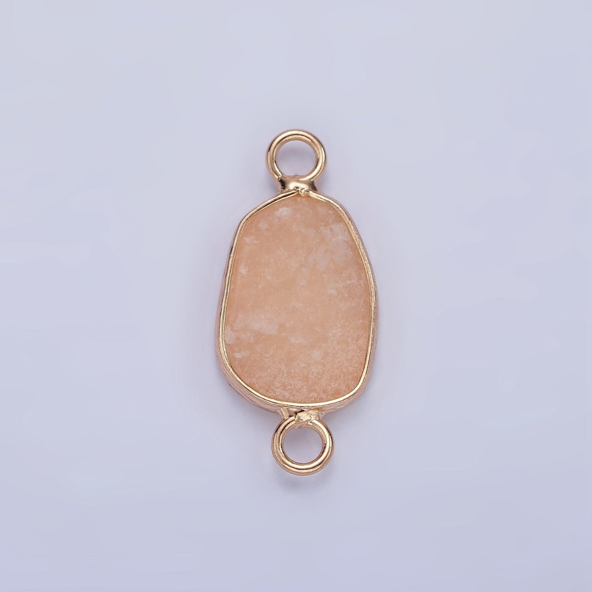 14K Gold Filled Rose Quartz, Pink Quartz, Amethyst Abstract Oval Bezel Connector | G-011 - G-013