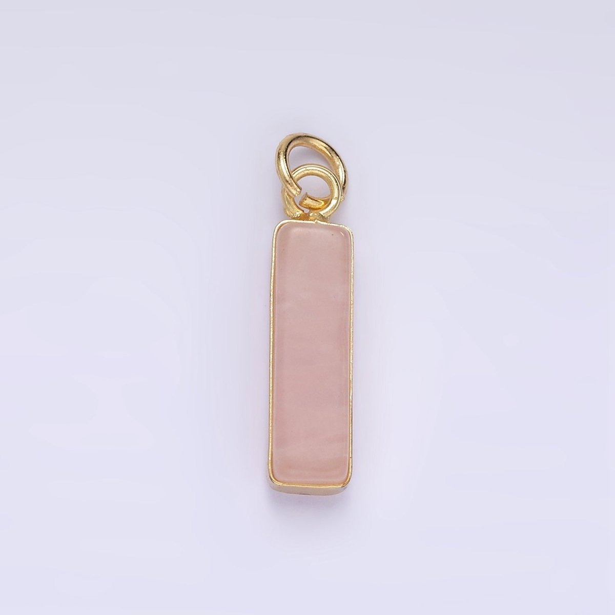14K Gold Filled Rose Quartz, Turquoise, Shell Pearl Rectangular Tube Bezel Charm | D564
