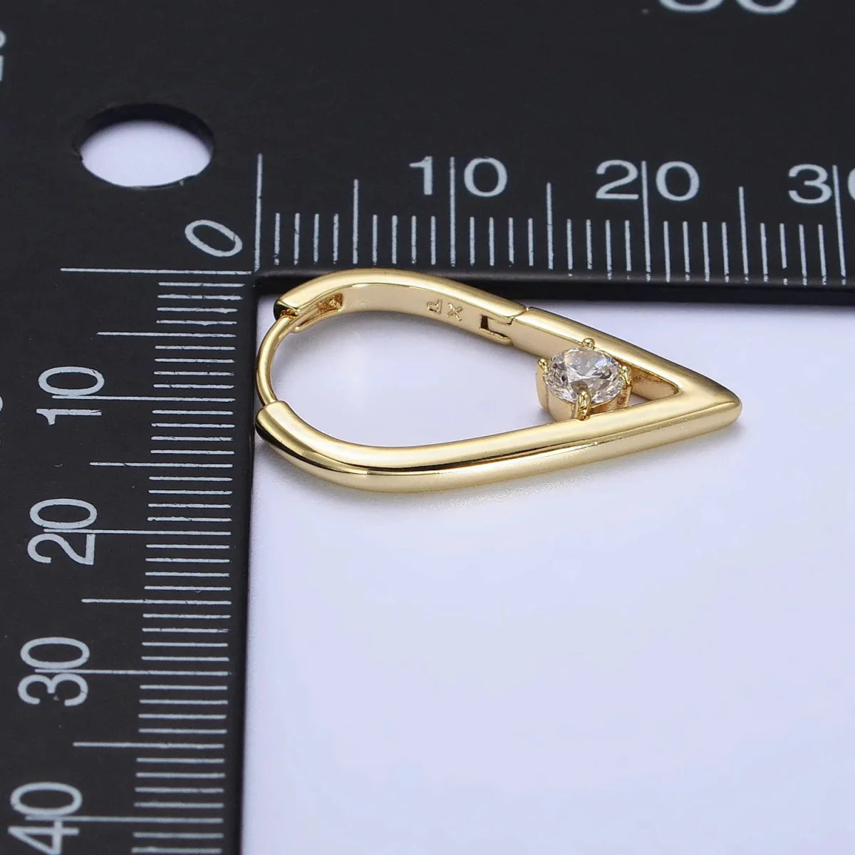 14K Gold Filled Round Clear CZ  22mm, 24mm Geometric Triangle Earrings | AB277 AB240