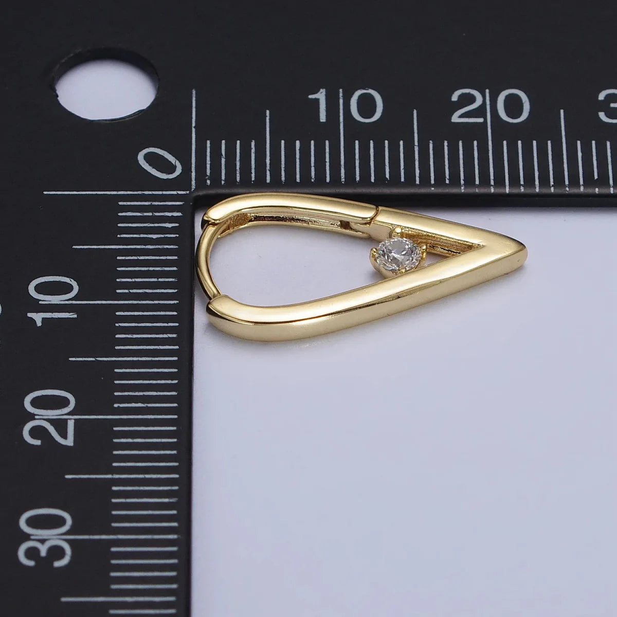 14K Gold Filled Round Clear CZ  22mm, 24mm Geometric Triangle Earrings | AB277 AB240