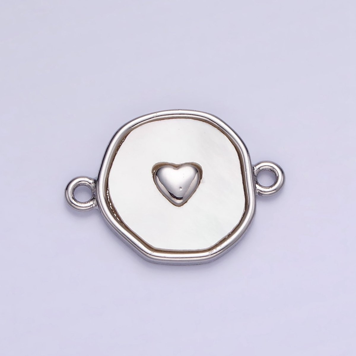 14K Gold Filled Round Coin Heart Charm Connector Shell Pearl Link Connector | G286