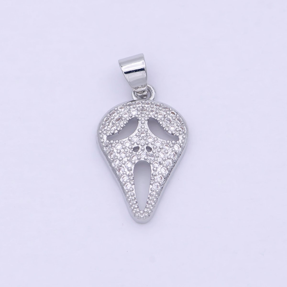 14K Gold Filled Scream Movie Mask Charm Pendant, CZ Micro Pave Scary Movie Mask Pendant, Halloween Jewelry, Horror Movie, Cubic ZirconiaN-1326 I-702