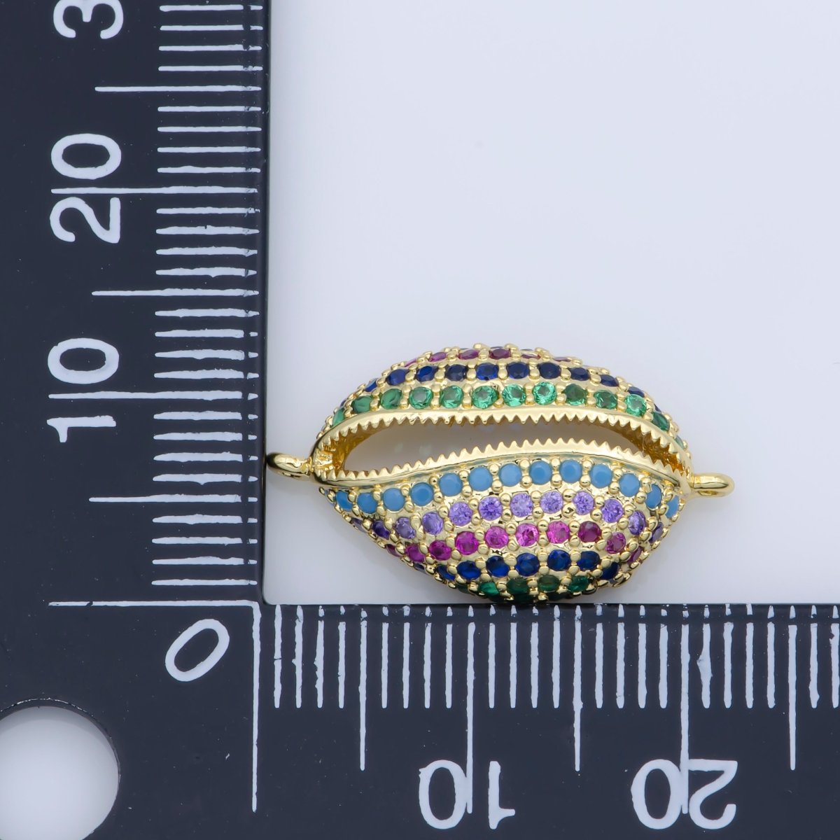 OS 14K Gold Filled Shell, Cubic Zirconia Connector DIY Bracelet Charm Pendant Necklace Choker Delicate for Double bail Charm Jewelry Making F-251
