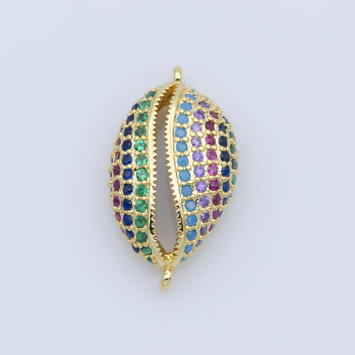 OS 14K Gold Filled Shell, Cubic Zirconia Connector DIY Bracelet Charm Pendant Necklace Choker Delicate for Double bail Charm Jewelry Making F-251