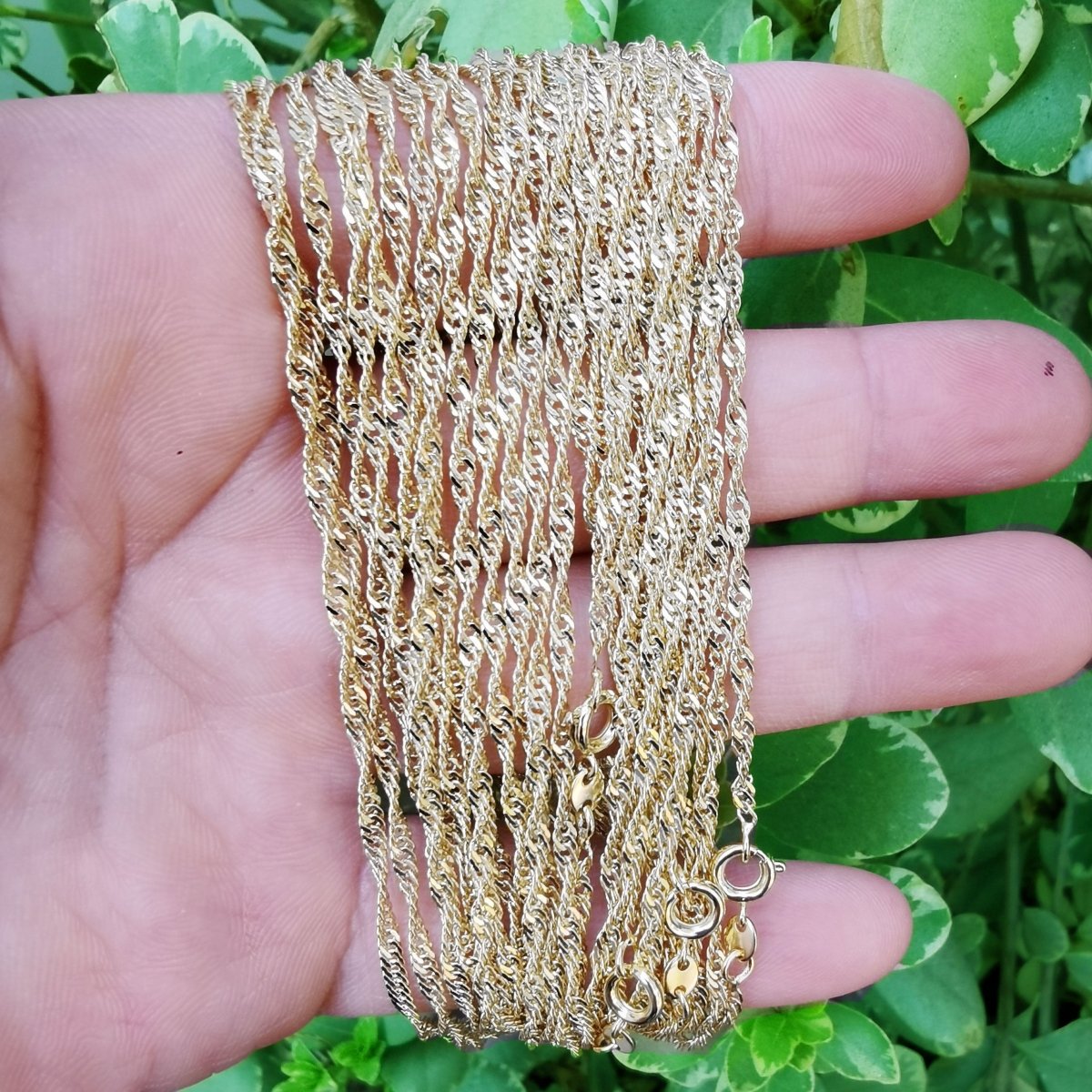 14k Gold Filled Singapore Twist Chain Necklace, Gold Filled Rope Chain Necklace Ready to Wear | WA-773 Clearance Pricing - DLUXCA