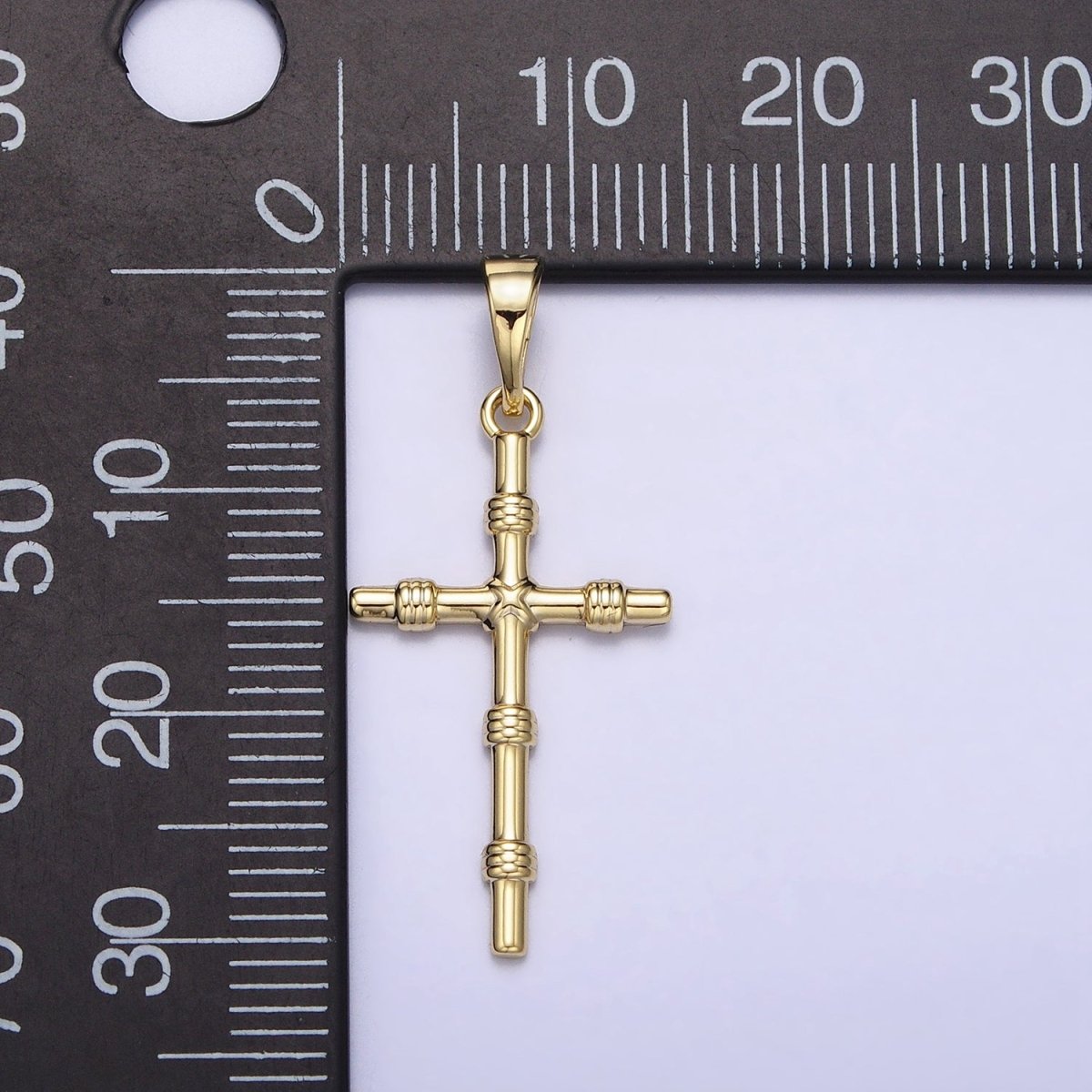 14K Gold Filled Slim Simple Cross Charm Religious Pendant AA297 - DLUXCA