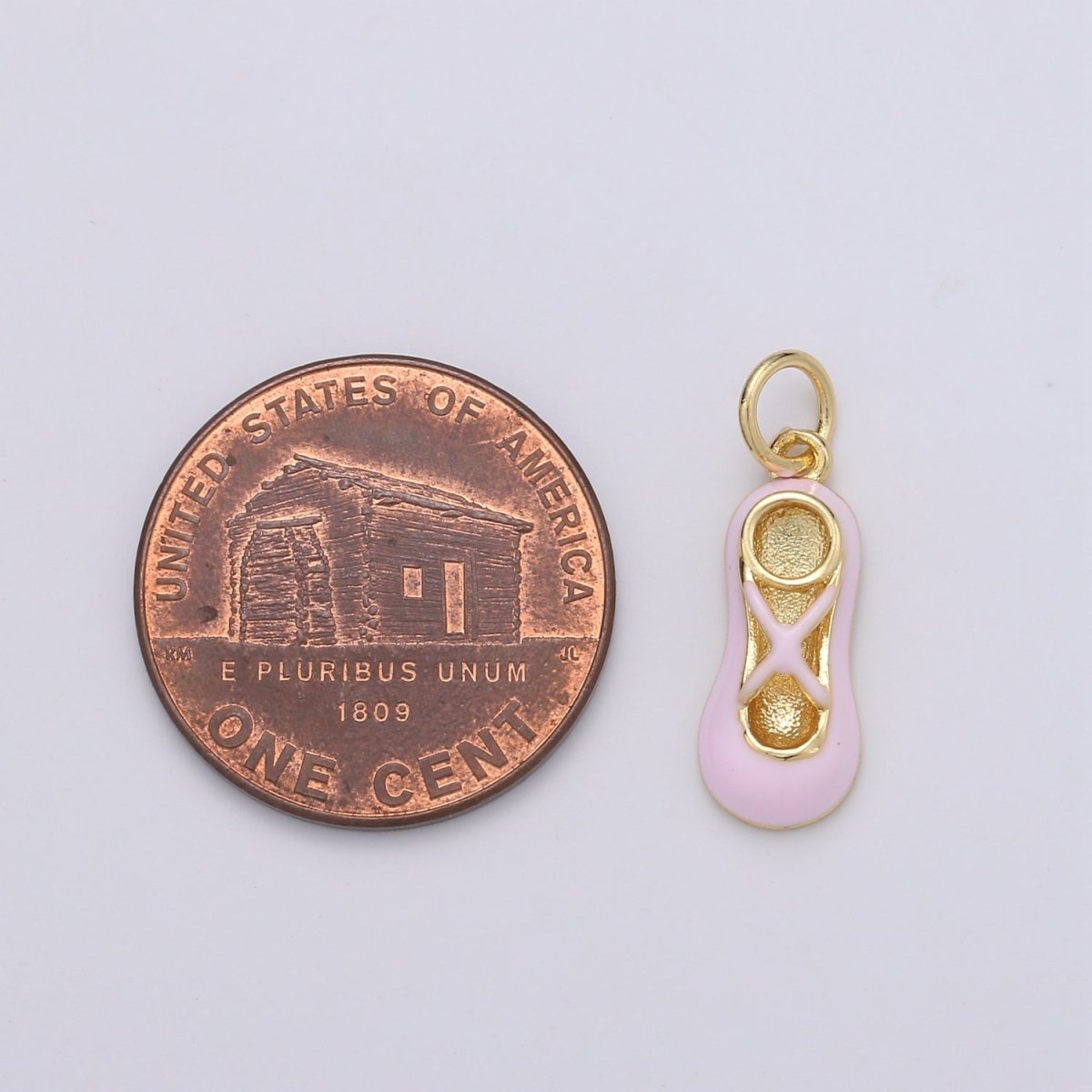 14K Gold Filled Small Gold Ballerina Shoes Charm,Dainty Pink Ballet Shoe Dancer Pendant for Kids Bracelet Earring Necklace Charm supply D-773 - DLUXCA
