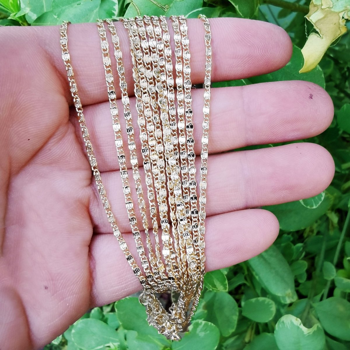 14K Gold Filled Snail Scroll Chain Necklace, 18.4 Inch Layering Snail Finished Chain with Spring Ring | CN-784 - DLUXCA