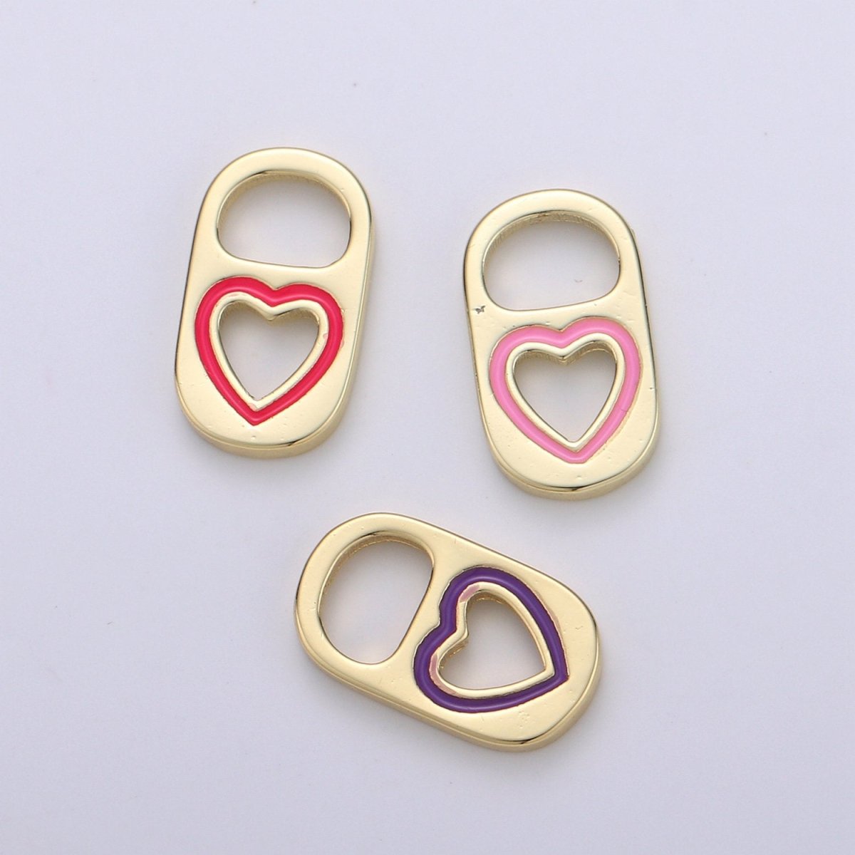 14K Gold Filled Soda Tab, Soda Pull Tab, Kawaii Heart Tab Pendant Charm For Bracelet Necklace Wholesale Charm Jewelry Making Craft SuppliesC-494~C-496