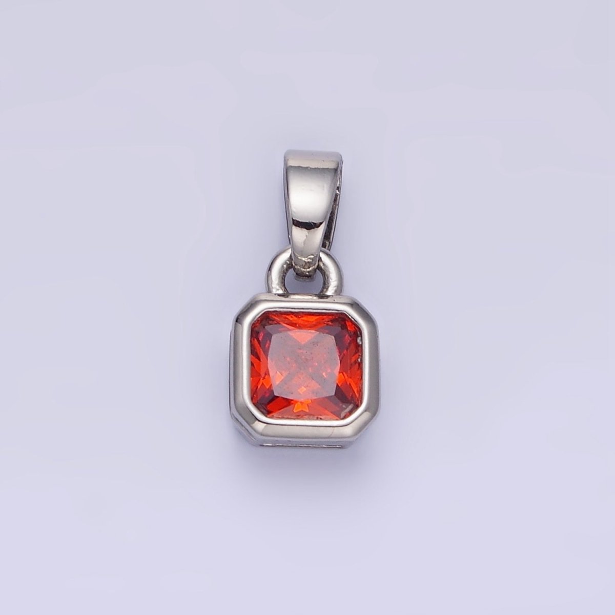 14K Gold Filled Birthstone CZ Square Edged Bezel Pendant in Gold & Silver | AA1297 - AA1308