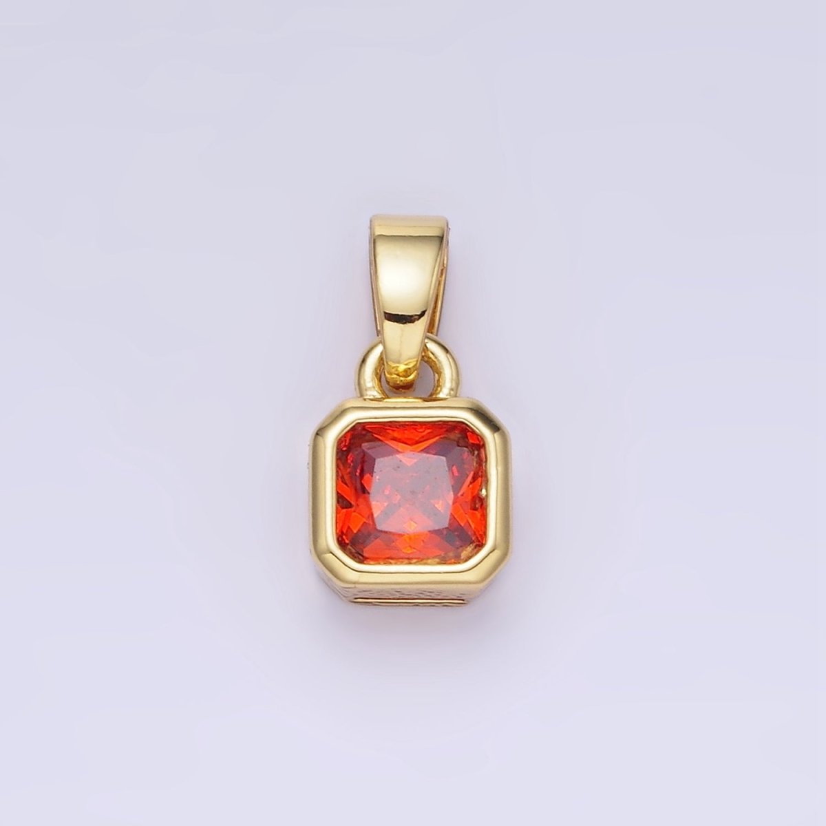 14K Gold Filled Birthstone CZ Square Edged Bezel Pendant in Gold & Silver | AA1297 - AA1308