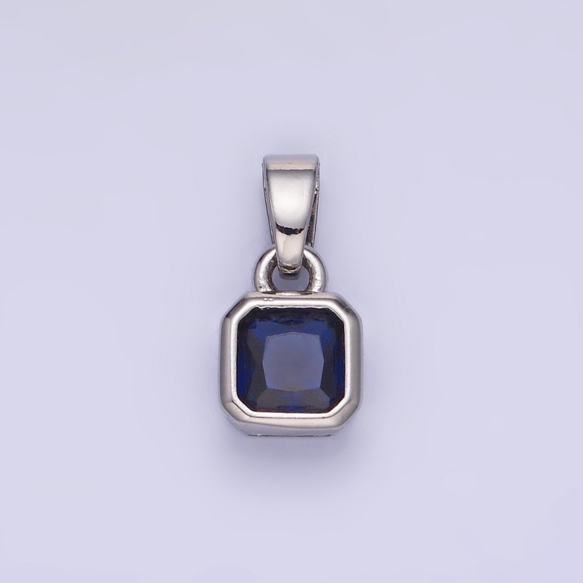 14K Gold Filled Birthstone CZ Square Edged Bezel Pendant in Gold & Silver | AA1297 - AA1308