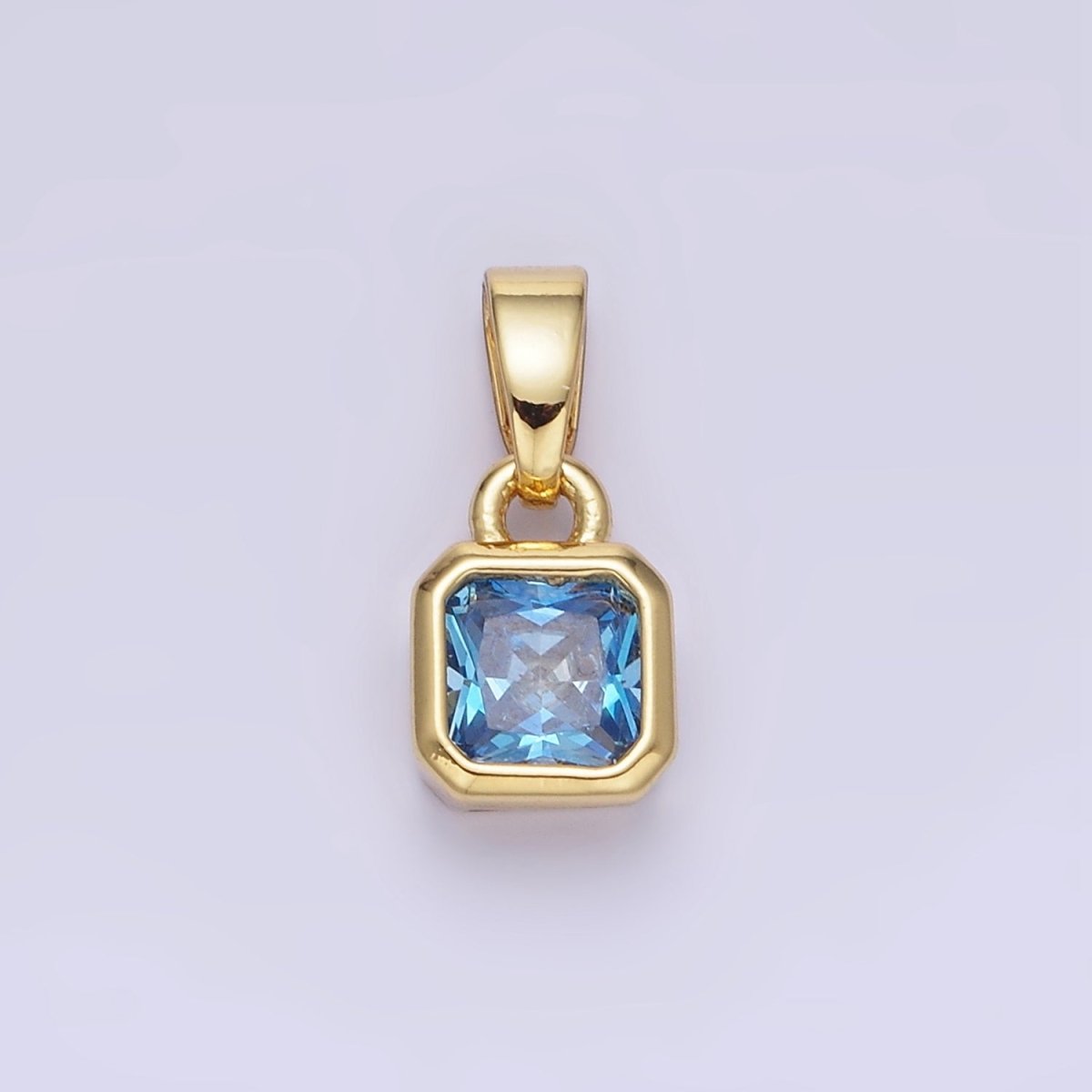 14K Gold Filled Birthstone CZ Square Edged Bezel Pendant in Gold & Silver | AA1297 - AA1308