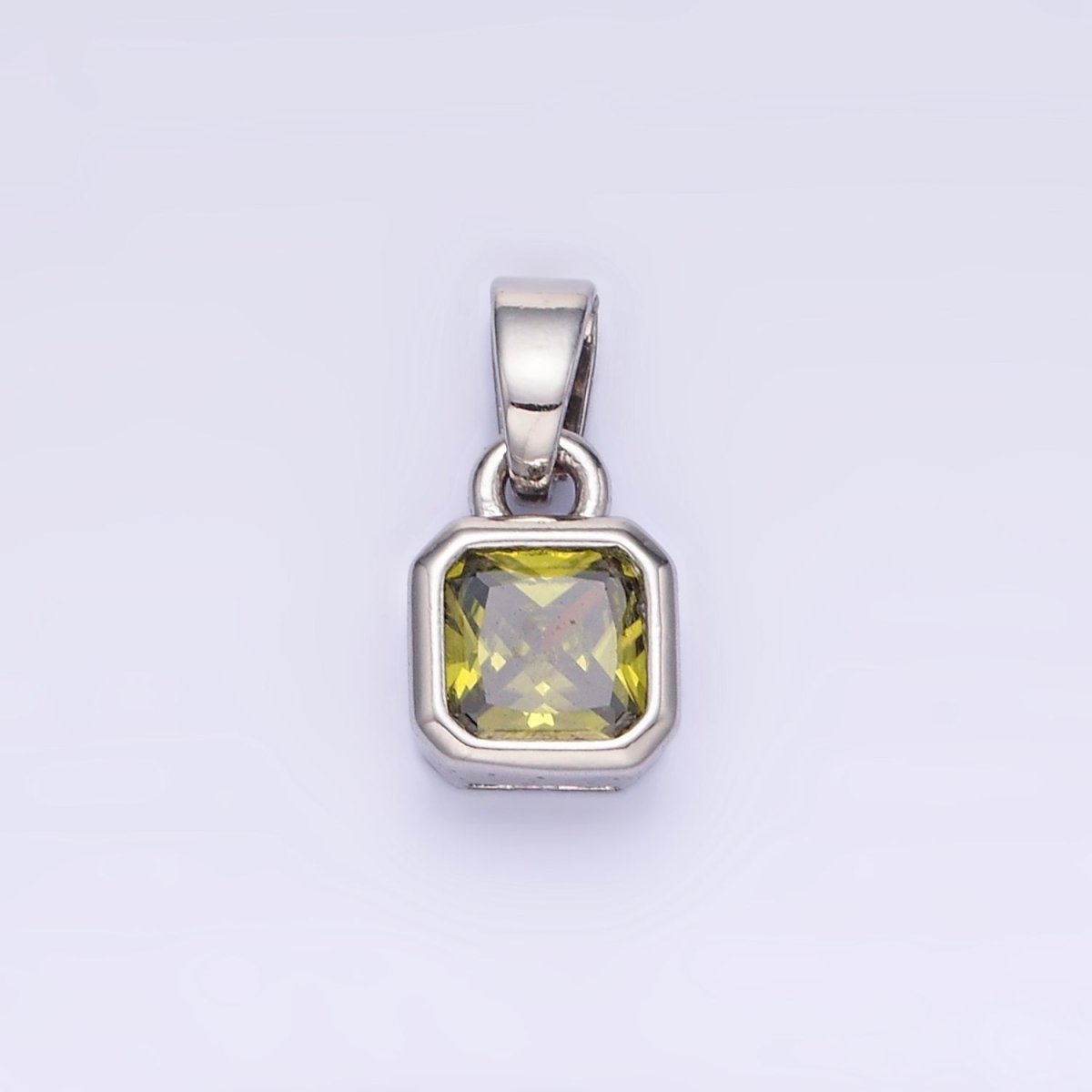 14K Gold Filled Birthstone CZ Square Edged Bezel Pendant in Gold & Silver | AA1297 - AA1308