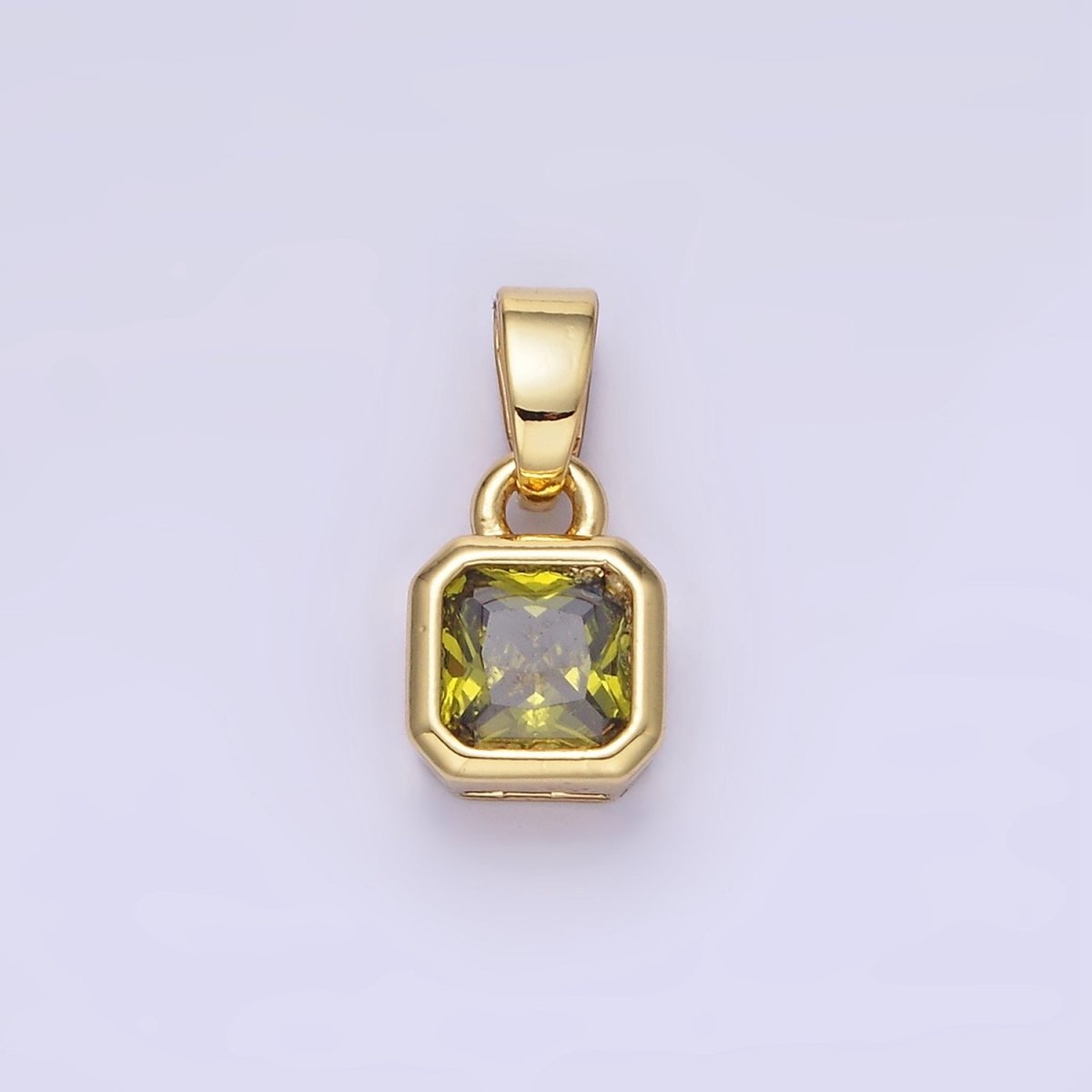 14K Gold Filled Birthstone CZ Square Edged Bezel Pendant in Gold & Silver | AA1297 - AA1308