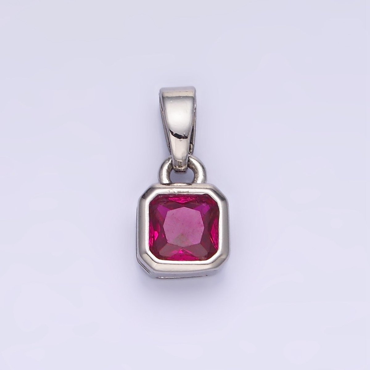 14K Gold Filled Birthstone CZ Square Edged Bezel Pendant in Gold & Silver | AA1297 - AA1308