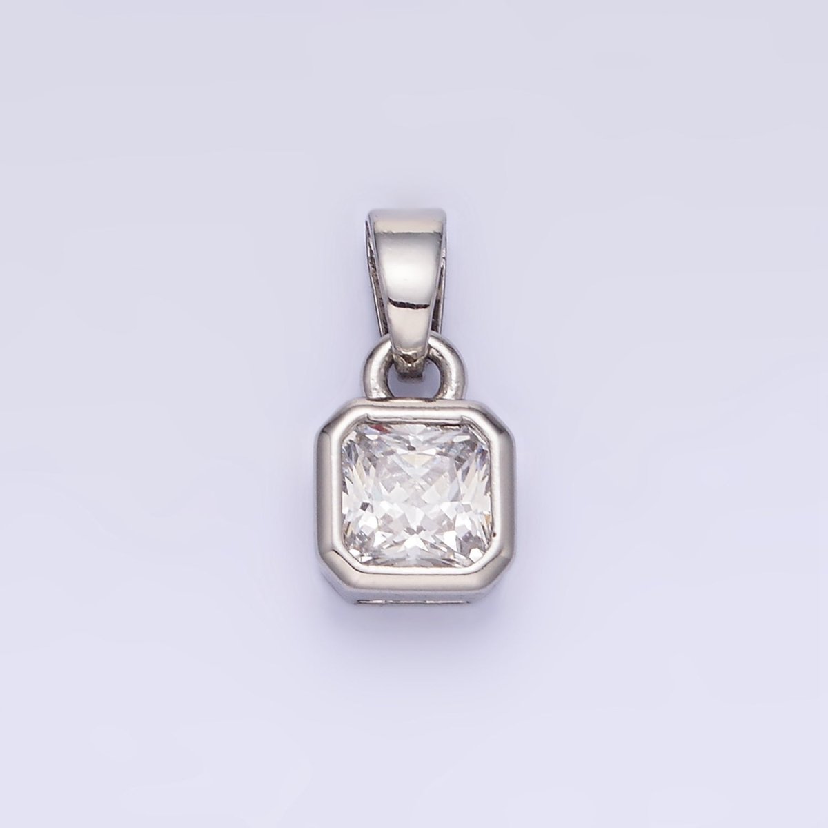 14K Gold Filled Birthstone CZ Square Edged Bezel Pendant in Gold & Silver | AA1297 - AA1308