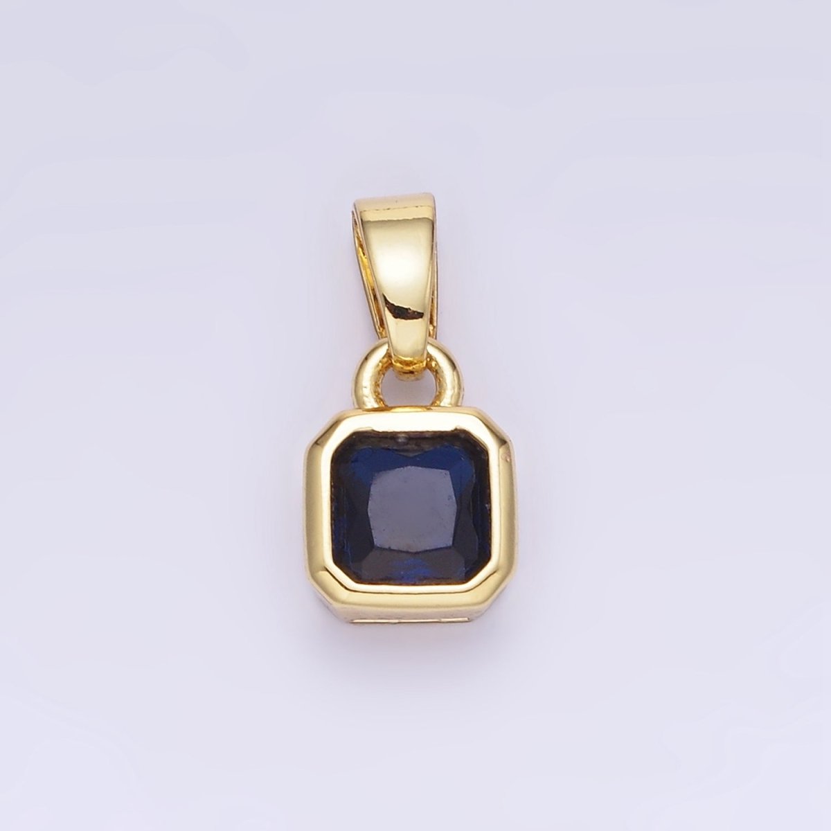 14K Gold Filled Birthstone CZ Square Edged Bezel Pendant in Gold & Silver | AA1297 - AA1308