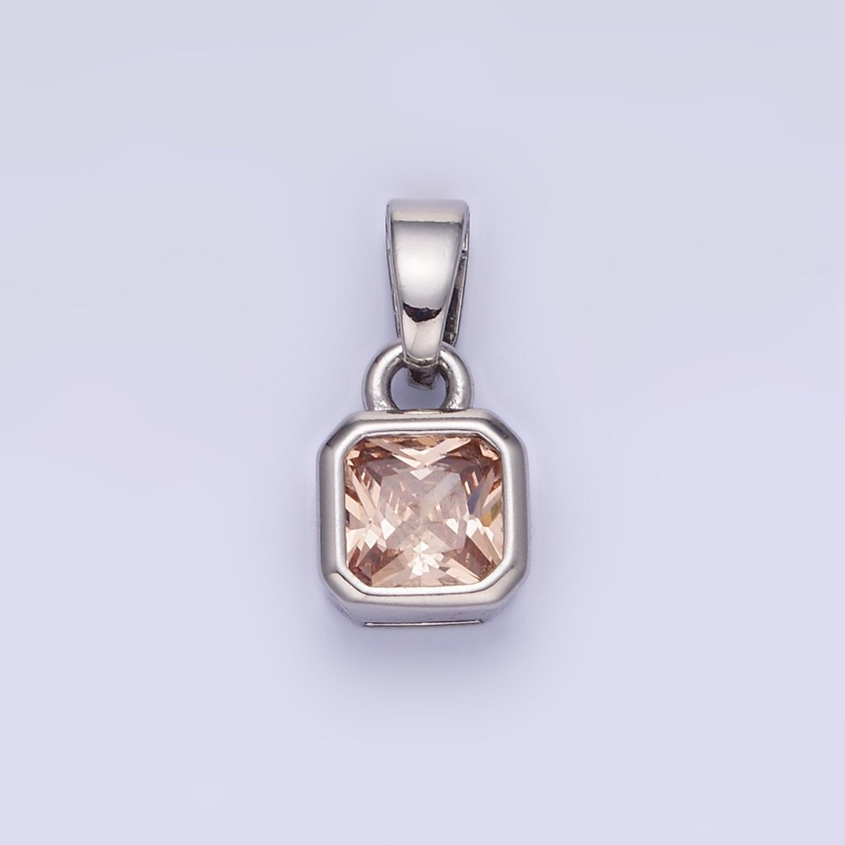 14K Gold Filled Birthstone CZ Square Edged Bezel Pendant in Gold & Silver | AA1297 - AA1308