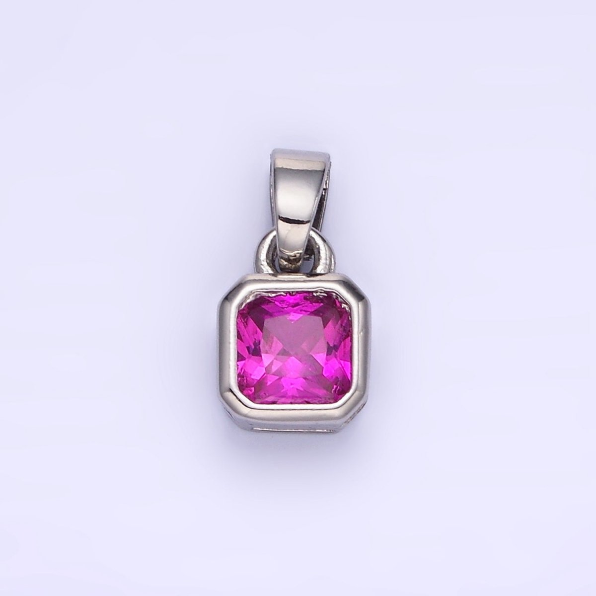 14K Gold Filled Birthstone CZ Square Edged Bezel Pendant in Gold & Silver | AA1297 - AA1308