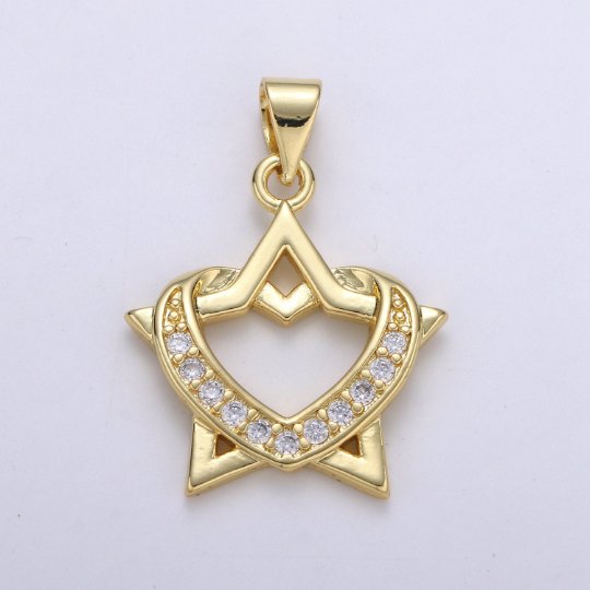 14K Gold Filled Star CZ Micro Pave Five Point Star Shape Pendant, Dainty Star Charm, Necklace Bracelet Charm Supply Component J-264