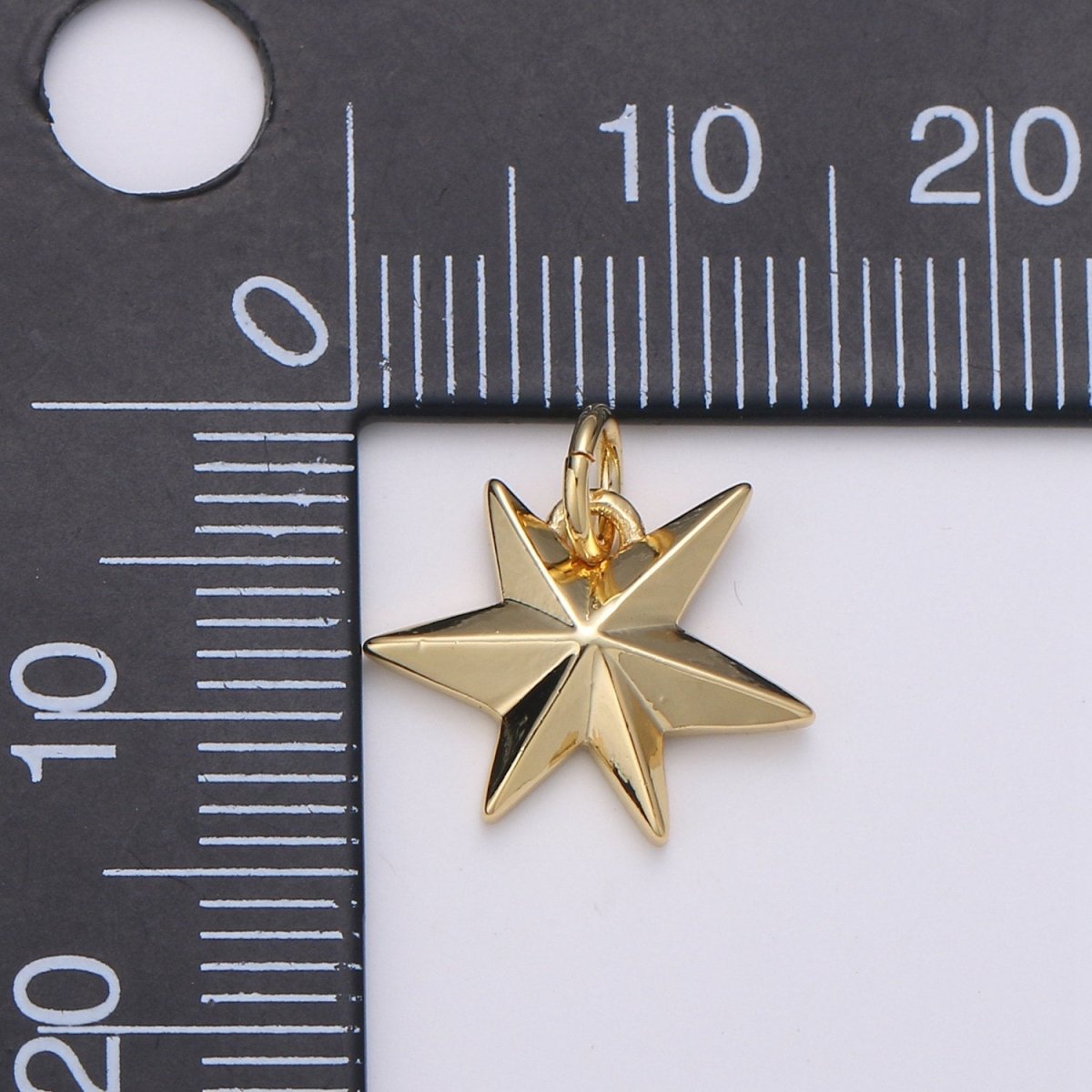 14k Gold Filled Star Pendant Starburst Charm 15mm Celestial Jewelry Making Supply D-590 - DLUXCA