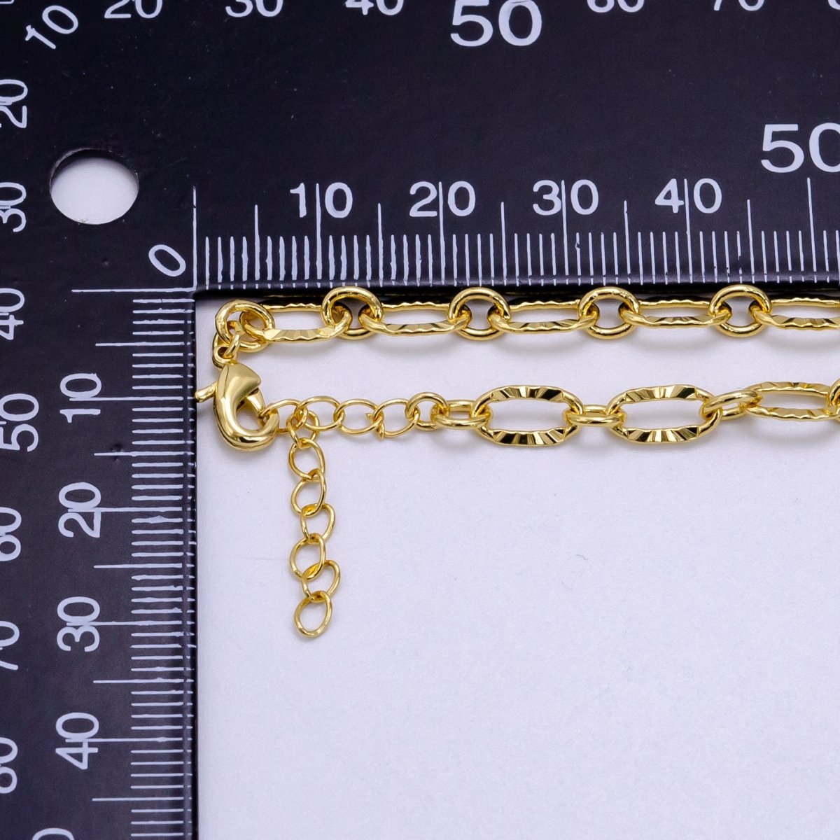 14K Gold Filled Sunburst Paperclip Cable Link 5.5 Inch Bracelet w. Extender | WA-2447 - DLUXCA