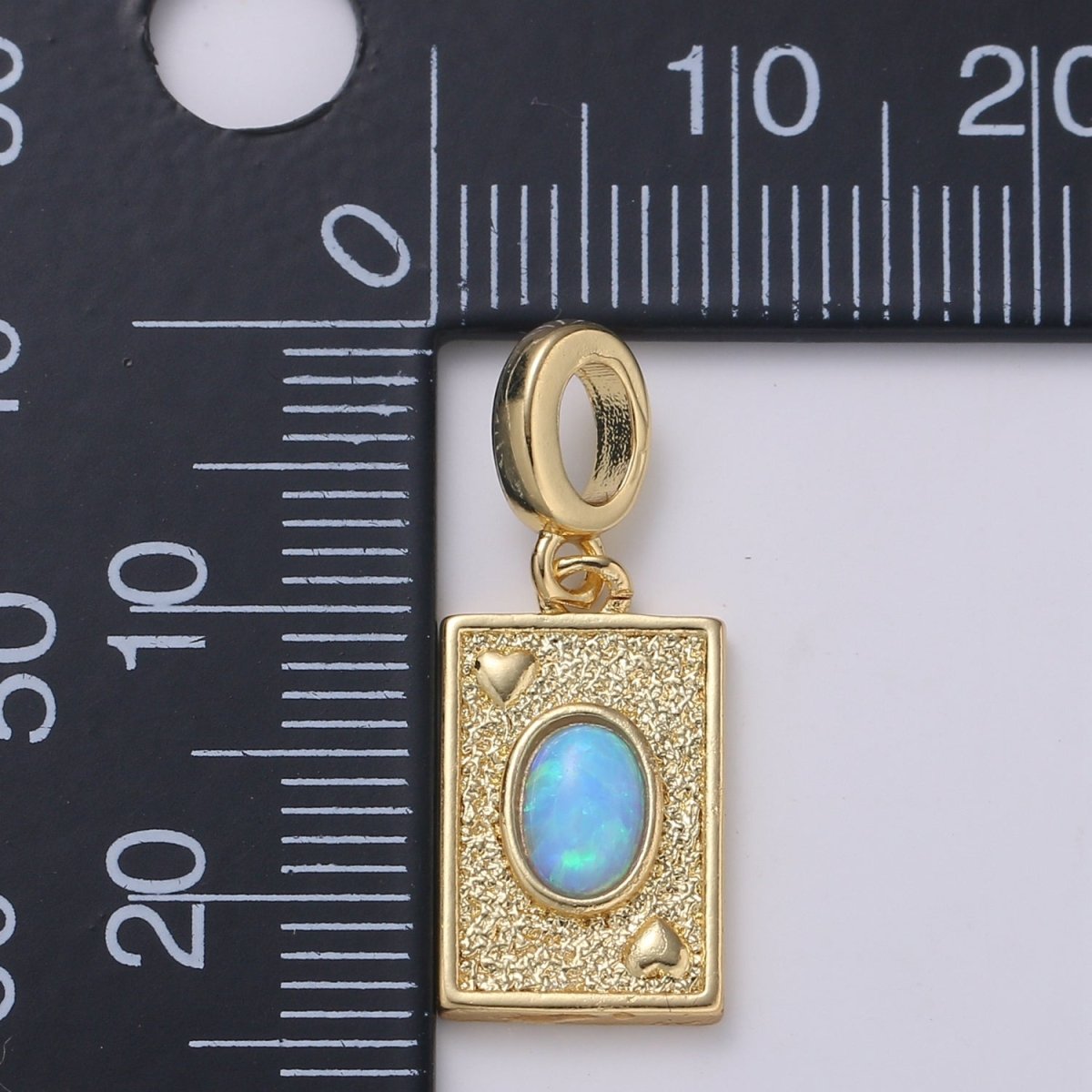 14K Gold Filled Tag Opal Charm Rectangle Medallion, Heart Pendant Necklace Charm for Statement Necklace Component Jewelry Supply H-348 H-349