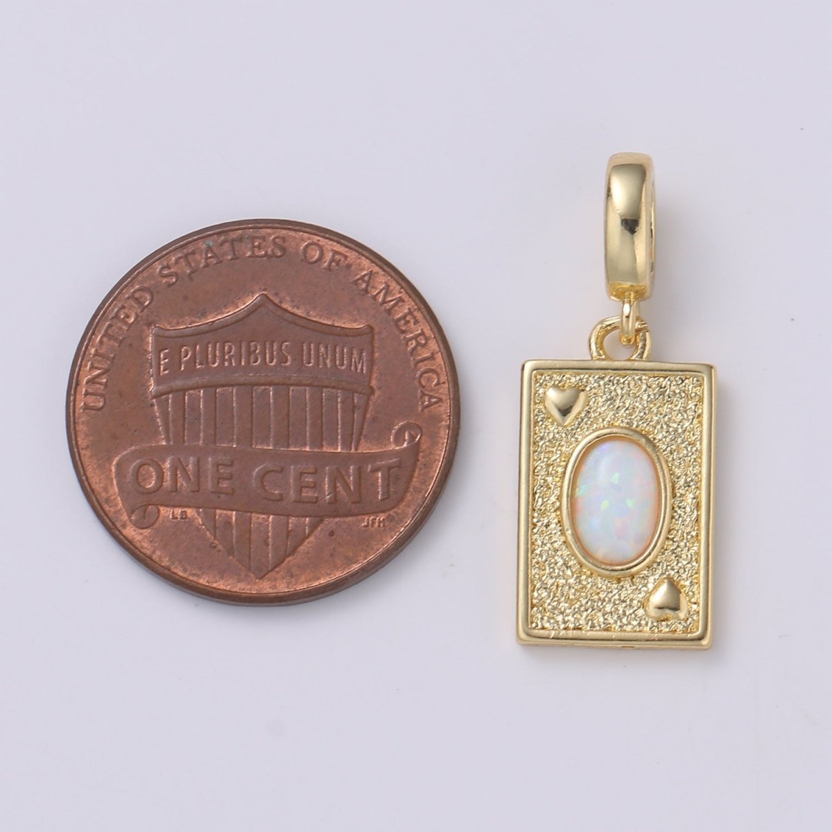 14K Gold Filled Tag Opal Charm Rectangle Medallion, Heart Pendant Necklace Charm for Statement Necklace Component Jewelry Supply H-348 H-349